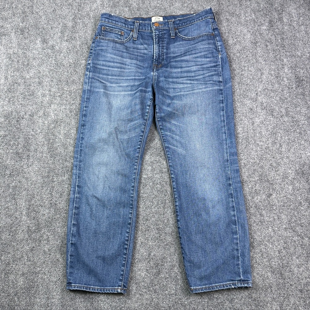 J Crew Womens Straightaway Jeans 29 Straight Leg Blue Stretch Denim G2629